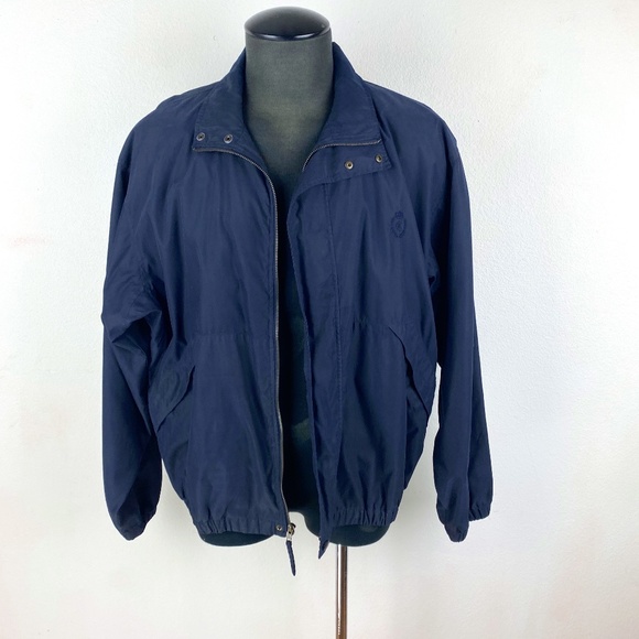 Chaps Ralph Lauren Men's Raincoat Jacket Waterproof Full Zip Navy Blue Size XL - Picture 1 of 11